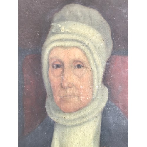 46 - 19TH CENTURY OIL ON CANVAS PORTRAIT DEPICTING MARTHA CRABTREE 57cm x 43cm, FRAME  74cm x 59cm