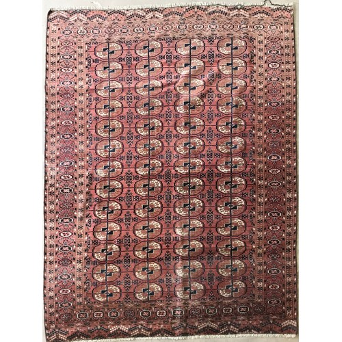 422 - BOKHARA RED GROUND RUG, APPROX 196x150 cm