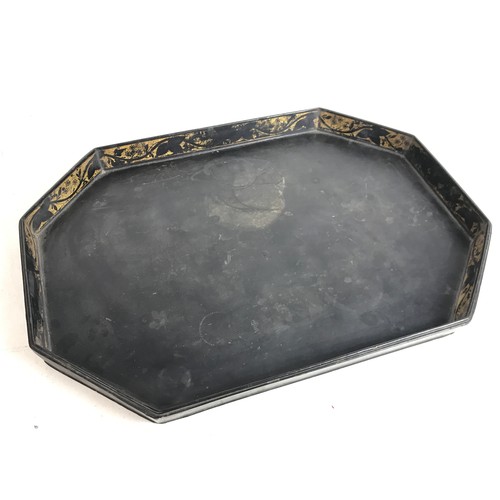 542 - LARGE GALLERIED OCTAGONAL TRAY WITH BLACK LACQUER