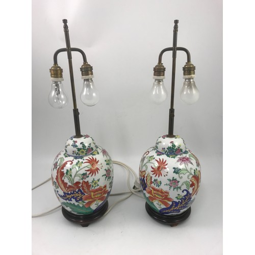 221 - PAIR OF GINGER JAR TABLE LAMPS