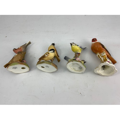 123 - 3 ROYAL WORCESTER DOUBLE BIRDS WITH A GOLDFINCH