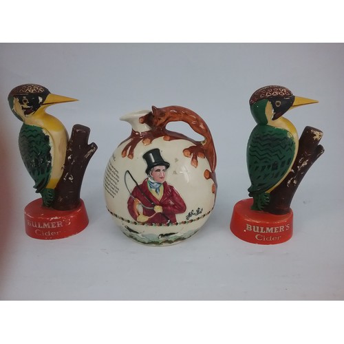 160 - CROWN DEVON JOHN PEEL MUSICAL JUG WITH 2 BULMERS CIDER WOODPECKERS