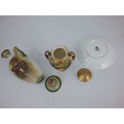 227 - 3 ROYAL WORCESTER HAND PAINTED & SIGNED PIECES AF