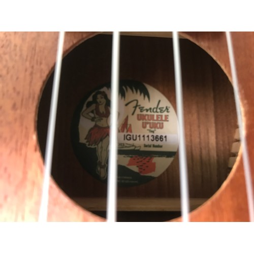 473 - CASED FENDER UKULELE U'UKU KIG SERIAL NUMBER IGU1113661, IN SOFT CASE.