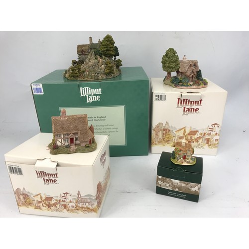 141 - 4 BOXED LILLIPUTIAN LANE MODELS INC STOCKLEBECK MILL, WOODMANS RETREAT ETC