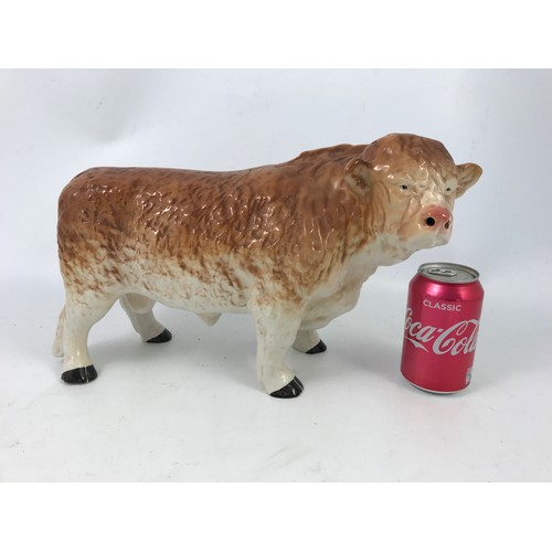 155 - LARGE PORCELAIN MODEL OF A HEREFORD BULL 24cm TALL,  , 40cm LONG