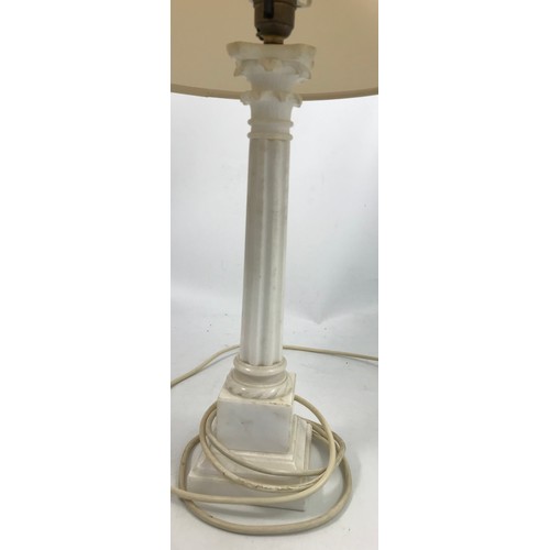 404 - PAIR OF MARBLE EFFECT TABLE LAMPS