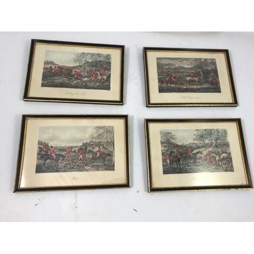 5 - LIONEL EDWARDS HUNTING PRINT SIGNED IN PENCIL TO THE MARGIN AND 4 OTHER SMALL FRAMED HUNTING PRINTS