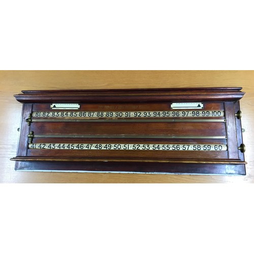 530 - THOMAS PADMORE AND SONS MAHOGANY AND BRASS SNOOKER SCORE BOARD