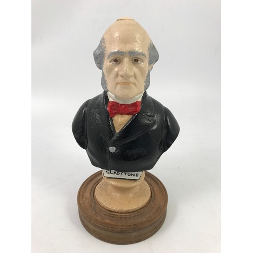 510 - PAINTED CAST METAL BUST OF GLADSTONE ON PLINTH, approx. 26 cm h.