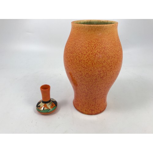 178 - ORANGE GROUND CROWN DUCAL VASE AND A SMALL NEWPORT POTTERY VASE