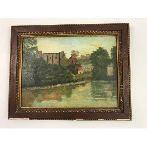 57 - PAIR OF FRAMED OILS DEPICTING RURAL SCENES AND ONE OTHER