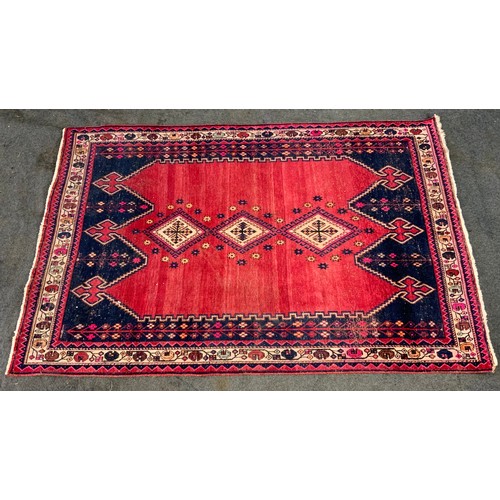 429 - RED & BLUE PATTERN GROUND RUG APPROX. 230 cm X 154 cm