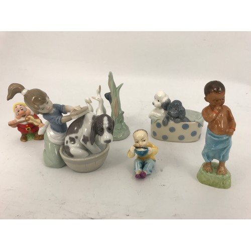 164 - ROYAL WORCESTER CHINA & BURMAH FIGURINES WITH LLADRO AND OTHERS