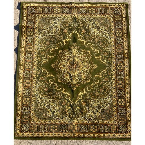 411 - GROSVENOR WILTON GREEN FLORIATED GROUND RUG, APPROX 370 x 276 cm