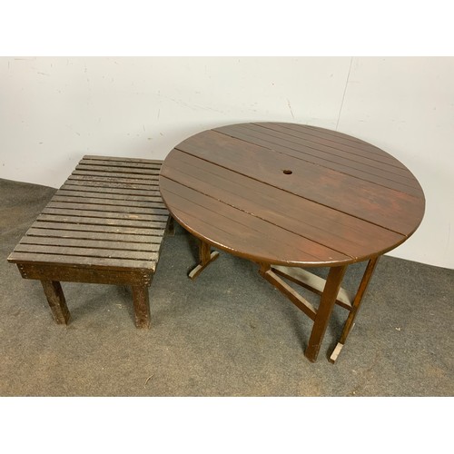 409 - GARDEN TABLE & DROP LEAF SMALL TABLE