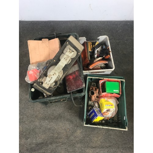 134 - 3 BOXES OF VARIOUS MOTORING EFFECTS, LAMP COVERS, BULBS, ETC.