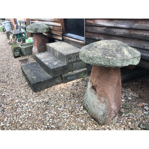 247 - PAIR OF SANDSTONE STADDLE STONES