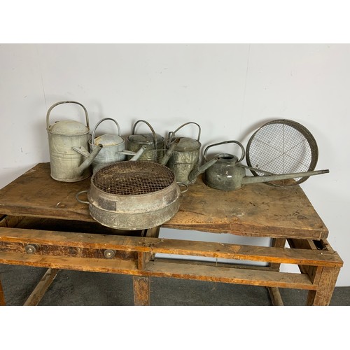 161 - GALVANISED WARE INC WATERING CANS AND SIEVES