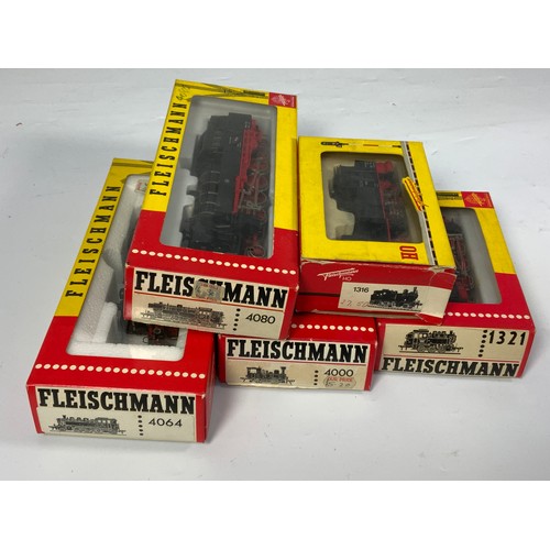 357 - 5 FLEISCHMANN BOXED STEAM LOCOMOTIVES, 4080 2-8-4 TANK LOCO CLASS 65, 4064 2-6-2 CLASS 064, 1321 0-6... 