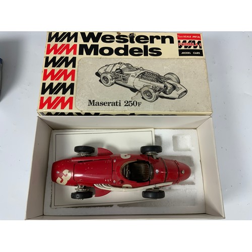 184 - DIECAST MODEL CARS : WESTERN MODELS MASERATI 250F MADE KIT IN BOX, WRK42 1952 JAGUAR XK120, KIT, PAT... 