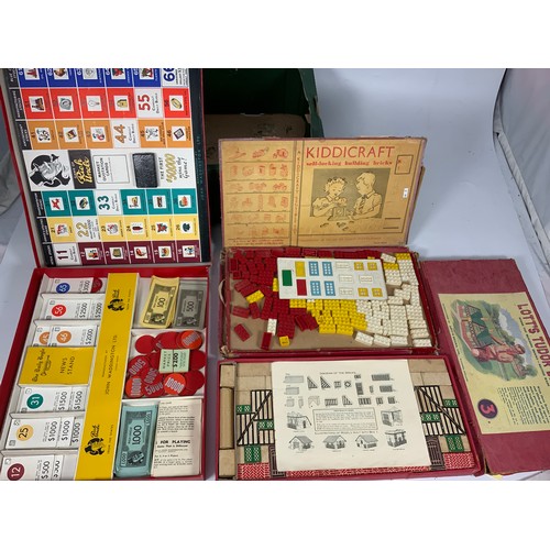 48 - 3 VINTAGE BOARD GAMES, GAME OF RICH UNCLE FROM THE STATES, LOTTS TUDOR BLOCKS, KIDDYCRAFT