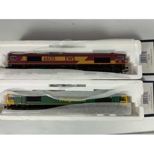 403 - BACHMANN, 2 X CLASS 66 DIESELS, 32-726 66610 FREIGHTLINER LIVERY, 32-725 66135 EWS LIVERY