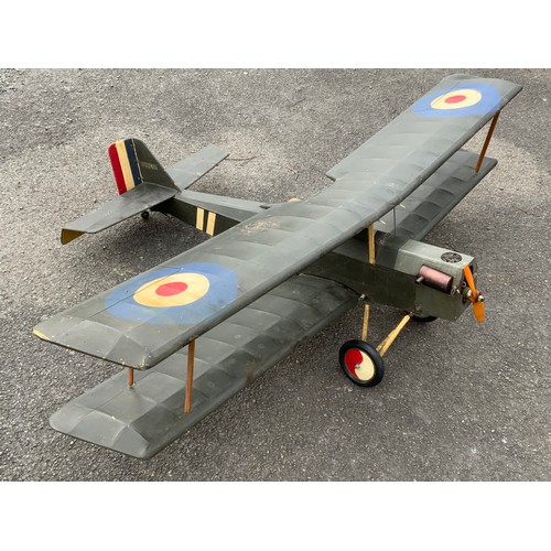 3 - LARGE SCALE, MOTORISED R/C  MODEL OF A WW1 SINGLE SEAT FIGHTER, POSSIBLY A SE5A