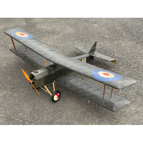 3 - LARGE SCALE, MOTORISED R/C  MODEL OF A WW1 SINGLE SEAT FIGHTER, POSSIBLY A SE5A