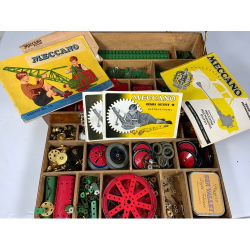 71 - BOXED CASED MECCANO SET, TWO DRAWS, PLUS MAGAZINES, BOOK OF MECHANISMS