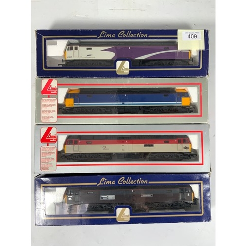 409 - LIMA, 4 CLASS 47 DIESEL LOCOMOTIVES, 47972 ROAC WITH CERTIFICATE, 47475 TRANS PENNINE, 47799 EWS ROY... 