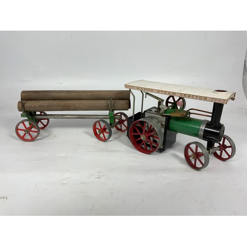 14 - MAMOD, AN EARLY TE1A TRACTION ENGINE & LUMBER TRAILER.