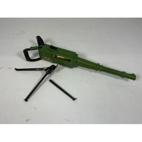 84 - BOXED M3 HEAVY MACHINE GUN , MADE IN HONG KONG, BATTERY OPERATED (STAND BROKEN)