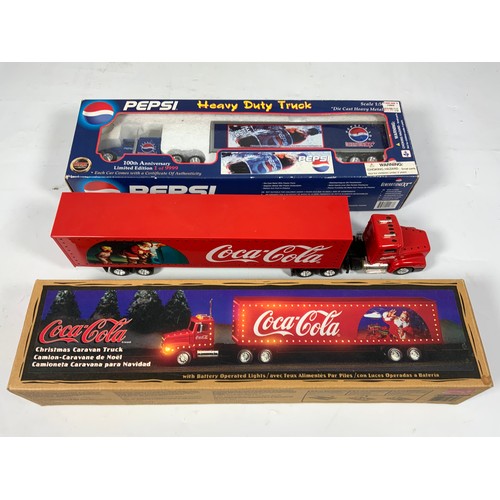 162 - PEPSI, HEAVY DUTY TRUCK 1:50 SCALE LIMITED EDITION, T/W COCA-COLA BOXED CHRISTMAS CARAVAN TRUCK, A F... 