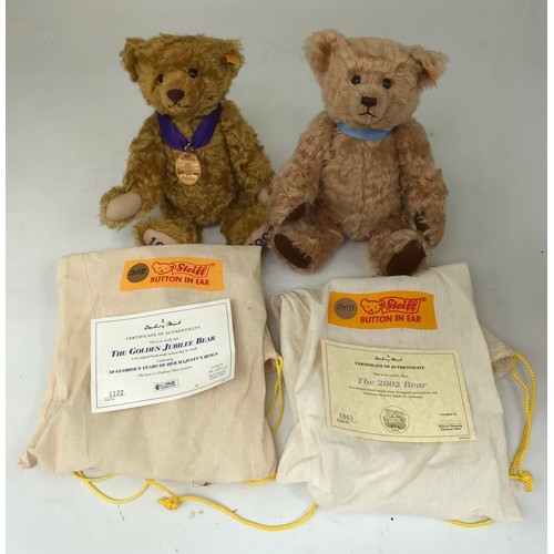 53 - STEIFF, 2 BEARS, THE GOLDEN JUBILEE BEAR, 1952 - 2002, WITH TAG & CERTIFICATE, PLUS STEIFF ‘ THE 200... 