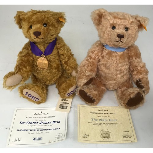 53 - STEIFF, 2 BEARS, THE GOLDEN JUBILEE BEAR, 1952 - 2002, WITH TAG & CERTIFICATE, PLUS STEIFF ‘ THE 200... 