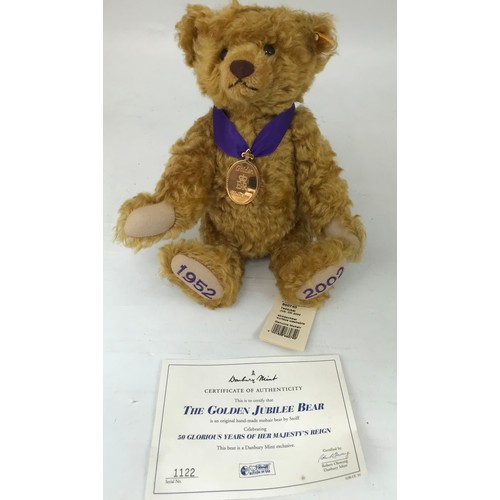 53 - STEIFF, 2 BEARS, THE GOLDEN JUBILEE BEAR, 1952 - 2002, WITH TAG & CERTIFICATE, PLUS STEIFF ‘ THE 200... 