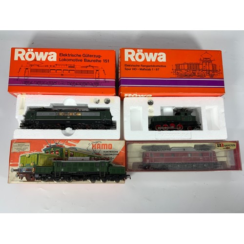 354 - HO SCALE MODEL RAILWAY ROWA 1413, DB E60 SHUNTER, 1421, BR 151 CO-CO ELECTRIC, HAMO MARKLIN 8322 E94... 