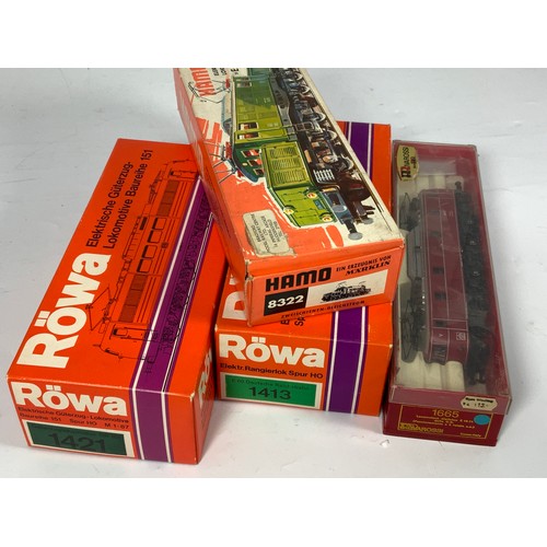 354 - HO SCALE MODEL RAILWAY ROWA 1413, DB E60 SHUNTER, 1421, BR 151 CO-CO ELECTRIC, HAMO MARKLIN 8322 E94... 