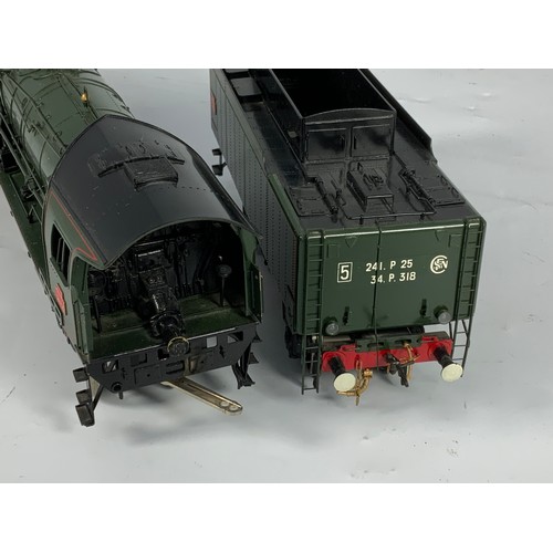 525 - A 0 GAUGE BOCKHOLT FOR FULGUREX SNCF 2-8-2 MOUNTAIN LOCOMOTIVE PLM 241C, LINED GREEN, AS 241.P.25, I... 