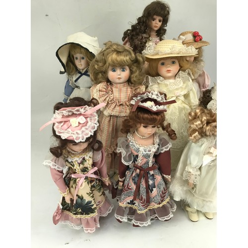 501 - 10 MODERN COLLECTORS DOLLS, WITH STANDS