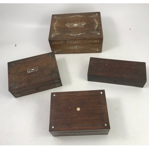 400 - 4 VARIOUS INLAID ROSEWOOD AND OTHER BOXES