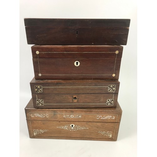 400 - 4 VARIOUS INLAID ROSEWOOD AND OTHER BOXES