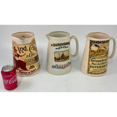 164 - BREWERIANA, 3 LARGE BREWERY ADVERTISING JUGS, IND. COOPE, HOOK NORTON AND SHEPHERD NEAME