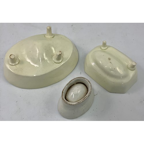 155 - 2 CREAMWARE JELLY MOULDS AND ONE OTHER