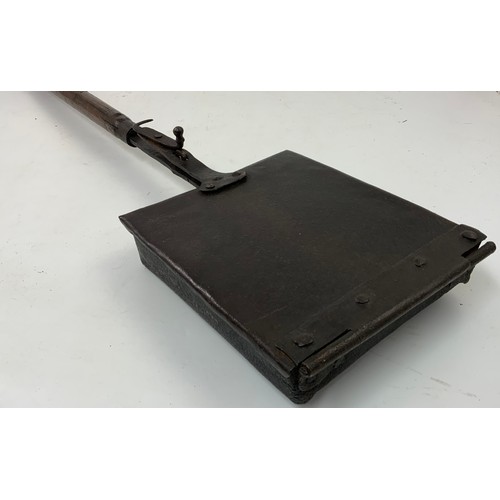 359 - BLACKSMITH MADE LONG HANDLED CHESTNUT ROASTER/ WARMING PAN