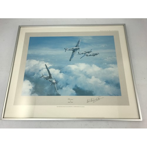 49 - AVIATION PRINT 'HURRICANE' BY ROBERT TAYLOR 1ST EDITION PRINT, SIGNED BY WING COMMANDER RR STANFORD-... 