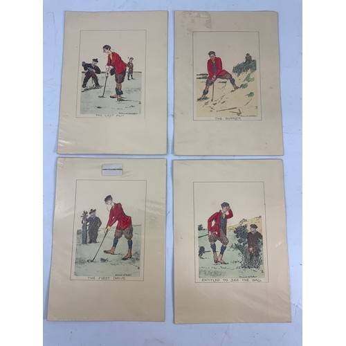 32 - 4 UNFRAMED AND 2 FRAMED GOLFING RELATED PRINTS