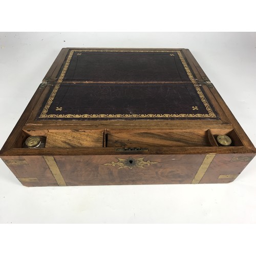 415 - GOOD QUALITY WRITING BOX WITH BRASS BRACKETS