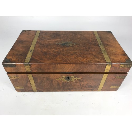 415 - GOOD QUALITY WRITING BOX WITH BRASS BRACKETS